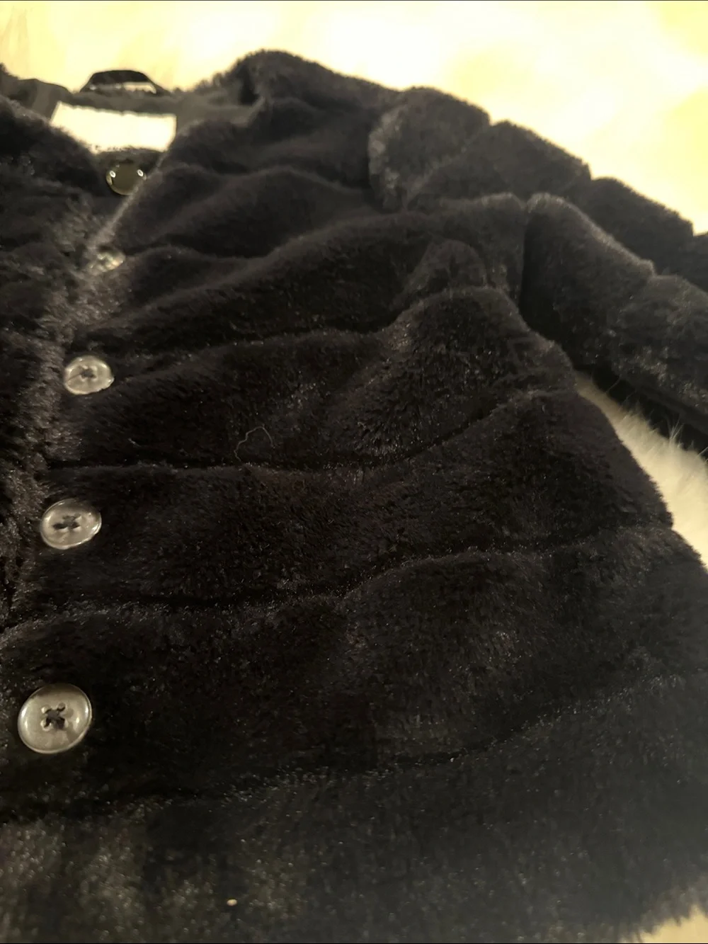 Janie and Jack Black Faux Fur Cropped Jacket